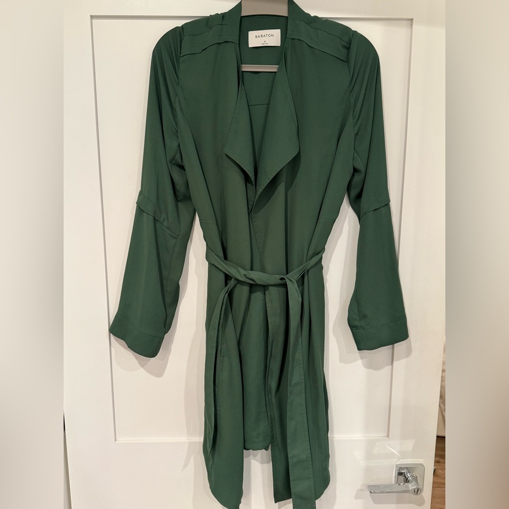 Aritzia Babaton Robe Coat with Belt, Green, Medium